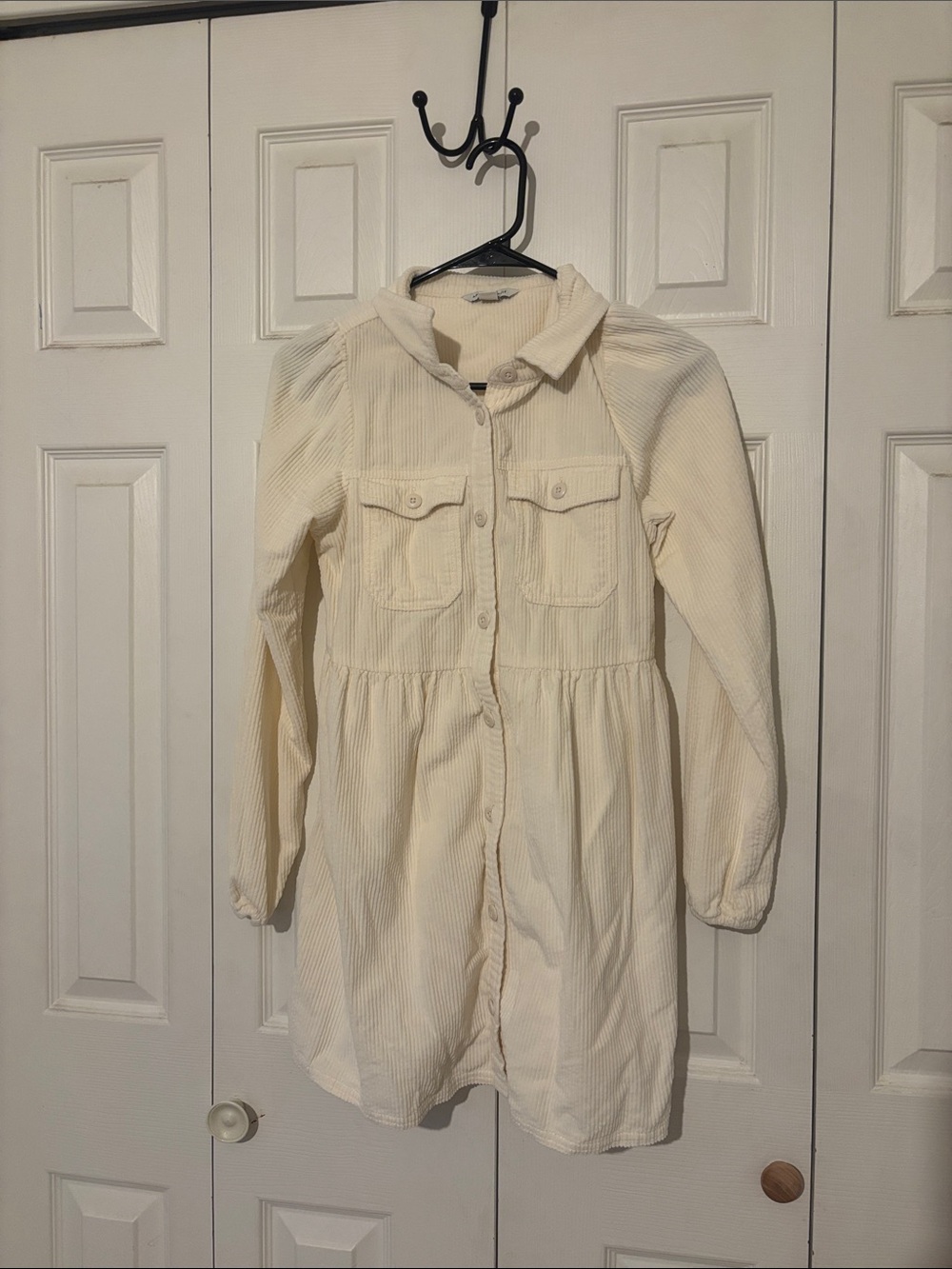 American Eagle Outfitters Cream Corduroy Mini Dress